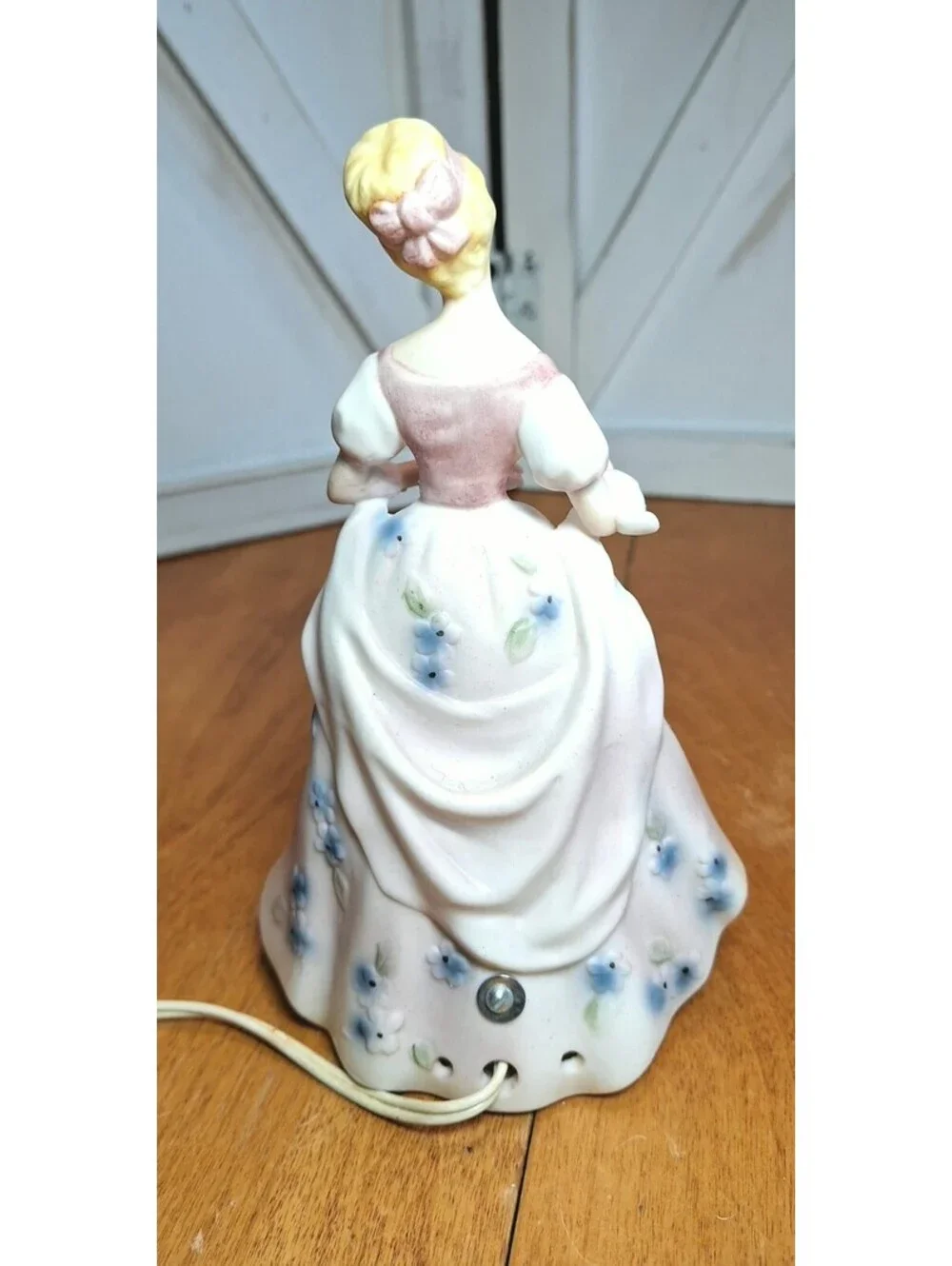 VTG Porcelain Lamp/Night Light Ardalt Japan Victorian Lady Dress w/Blue Florals